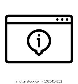 web information icon, outline black style, seo and business illustration