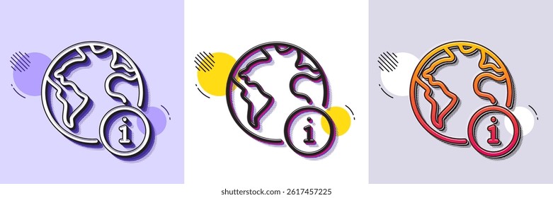 Web information line icon. Halftone dotted pattern. Gradient icon with grain shadow. Internet info sign. Global inform symbol. Line internet icon. Various designs. Vector