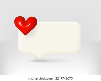 Web informer with 3d heart and copy space. vector illustration