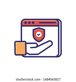 Web insurance Filled Outline vector illustration icon.