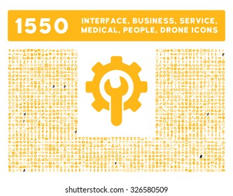 Web Interface, Business Tools, Hardware Devices, People Poses, Medical Service And Awards Vector Icons. Style Is Flat Symbols, Yellow Color, Rounded Angles, White Background.