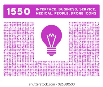 Web interface, business tools, hardware devices, people poses, medical service and awards vector icons. Style is flat symbols, violet color, rounded angles, white background.