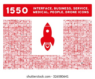 Web interface, business tools, hardware devices, people poses, medical service and awards vector icons. Style is flat symbols, red color, rounded angles, white background.