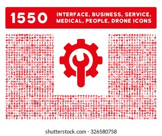 Web interface, business tools, hardware devices, people poses, medical service and awards vector icons. Style is flat symbols, red color, rounded angles, white background.