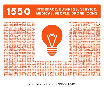 Web interface, business tools, hardware devices, people poses, medical service and awards vector icons. Style is flat symbols, orange color, rounded angles, white background.