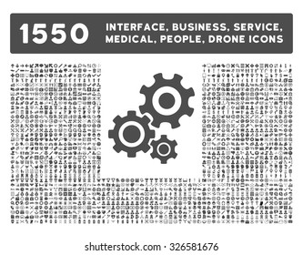Web interface, business tools, hardware devices, people poses, medical service and awards vector icons. Style is flat symbols, gray color, rounded angles, white background.