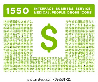 Web interface, business tools, hardware devices, people poses, medical service and awards vector icons. Style is flat symbols, eco green color, rounded angles, white background.