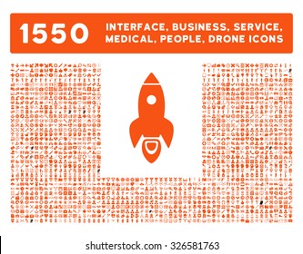 Web interface, business tools, hardware devices, people poses, medical service and awards vector icons. Style is flat symbols, orange color, rounded angles, white background.