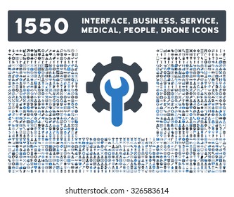 Web interface, business tools, hardware devices, people poses, medical service and awards vector icons. Style is bicolor flat symbols, smooth blue colors, rounded angles, white background.