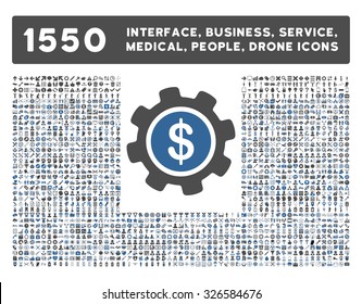 Web interface, business tools, hardware devices, people poses, medical service and awards vector icons. Style is bicolor flat symbols, cobalt and gray colors, rounded angles, white background.