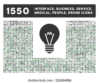 Web interface, business tools, hardware devices, people poses, medical service and awards vector icons. Style is bicolor flat symbols, green and gray colors, rounded angles, white background.
