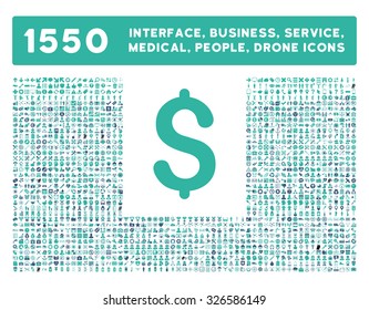 Web interface, business tools, hardware devices, people poses, medical service and awards vector icons. Style is bicolor flat symbols, cobalt and cyan colors, rounded angles, white background.