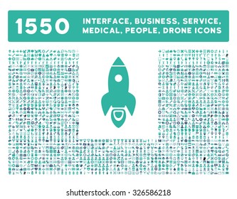 Web interface, business tools, hardware devices, people poses, medical service and awards vector icons. Style is bicolor flat symbols, cobalt and cyan colors, rounded angles, white background.