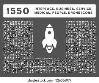 Web interface, business tools, hardware devices, people poses, medical service and awards vector icons. Style is bicolor flat symbols, black and white colors, rounded angles, gray background.