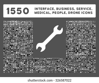 Web interface, business tools, hardware devices, people poses, medical service and awards vector icons. Style is bicolor flat symbols, black and white colors, rounded angles, gray background.