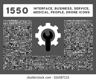 Web interface, business tools, hardware devices, people poses, medical service and awards vector icons. Style is bicolor flat symbols, black and white colors, rounded angles, gray background.