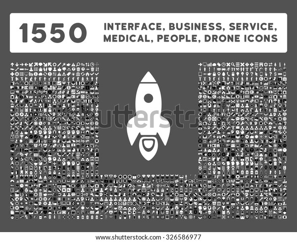 Web interface, business tools, hardware\
devices, people poses, medical service and awards vector icons.\
Style is bicolor flat symbols, black and white colors, rounded\
angles, gray background.