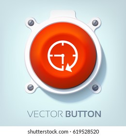 Web interface concept with business icon and red round button on gray background isolated vector illustration