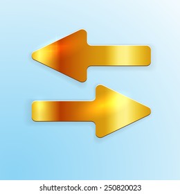 Web interface design element. Golden vector arrows icon.