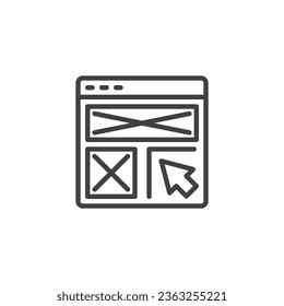 Web interface design line icon. linear style sign for mobile concept and web design. Clickable Prototype outline vector icon. Symbol, logo illustration. Vector graphics