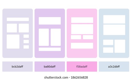 Web interface design template vector. Light transparent colors simple mock up, editable mobile app screen vector set with white icons and buttons copy space