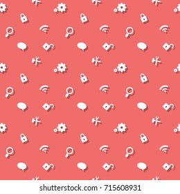 Web Interface Flat Icons Seamless Pattern Background