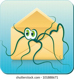 Web interface icon - a funny octopus in envelope