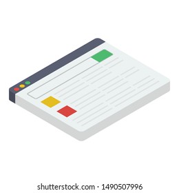 Web interface icon in isometric design.