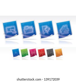 Web interface icons, pictured here from left to right:  Forward/backward button, Folder, Bookmark, Home button.