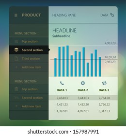 Web interface or infographics design template. Semi transparent ui elements.