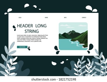 web interface with menu header and animated image on the background with elements of nature