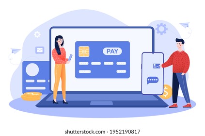 Web interface for online payment using merchant account. Mobile payment, business finance pay. Flat abstract metaphor cartoon vector illustration concept design Simple art isolated on white background