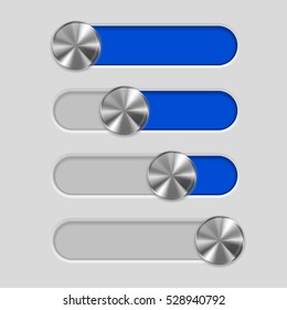 Web interface slider. User interface blue control bar on gray background. Vector illustration