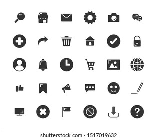 Web Interface solid icon set. Vector and Illustration.