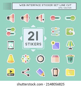 Web Interface Sticker line cut Set. suitable for web interface symbol. simple design editable. design template vector. simple symbol illustration