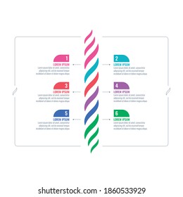 web, internet, annual report infographic template. curved and six options informational template.
