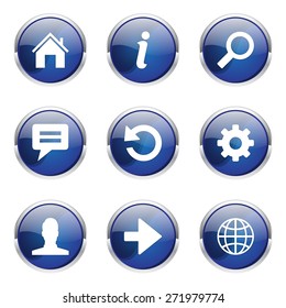 Web Internet Blue Vector Button Icon Design Set