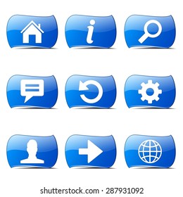 Web Internet Blue Vector Button Icon Design Set