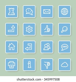 Web and internet, cloud and social media, folder and print, like and dislike web vector icons set