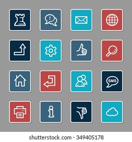 Web und Internet, Cloud und soziale Medien, Ordner und Druck, wie und anders Web-Vektorsymbole gesetzt
