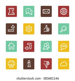 Web and internet, cloud and social media, folder and print, like and dislike web vector icons set
