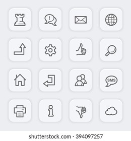 Web and internet, cloud and social media, folder and print, like and dislike web vector icons set