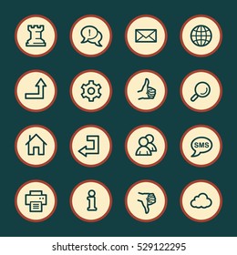 Web and internet, cloud and social media, folder and print, like and dislike web vector icons set