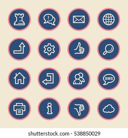 Web and internet, cloud and social media, folder and print, like and dislike web vector icons set