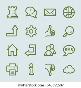 Web and internet, cloud and social media, folder and print, like and dislike web vector icons set