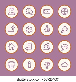 Web and internet, cloud and social media, folder and print, like and dislike web vector icons set