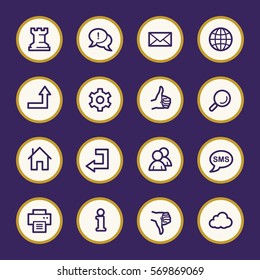 Web and internet, cloud and social media, folder and print, like and dislike web vector icons set