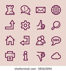 Web and internet, cloud and social media, folder and print, like and dislike web vector icons set