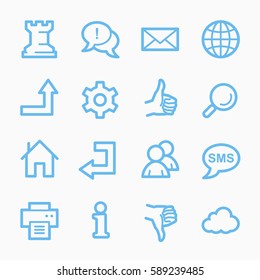 Web e Internet, cloud y medios sociales, carpeta e impresión, como y no me gusta el conjunto de iconos de vectores web