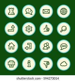 Web and internet, cloud and social media, folder and print, like and dislike web vector icons set